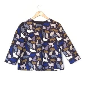 H&M | Textured Multi Colored Cats Open Back Top